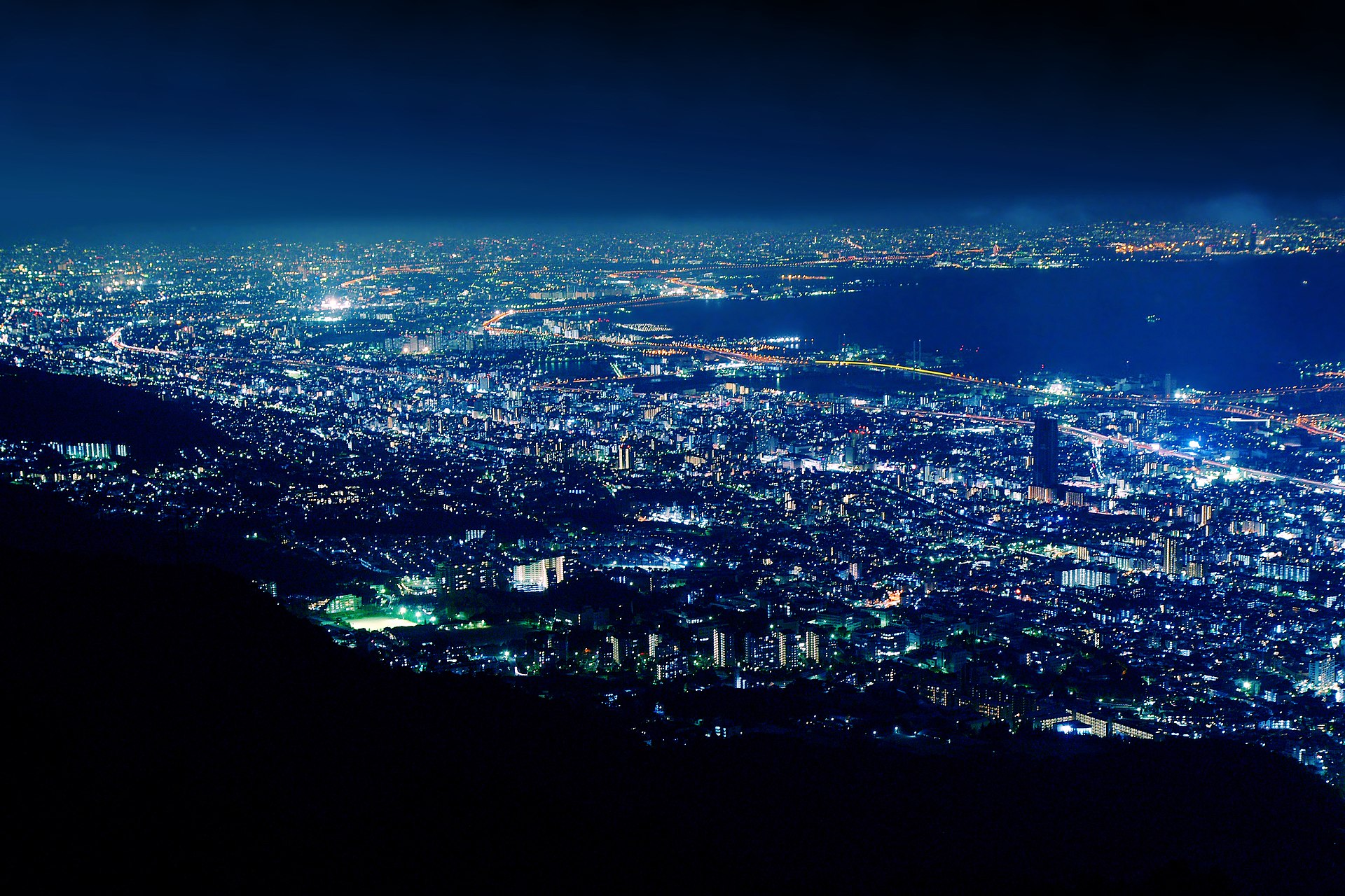 摩耶山掬星台から見た神戸の夜景